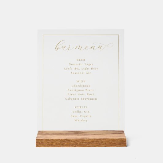 Uitgebreid menu bord voor gouden staven (Voorkant)