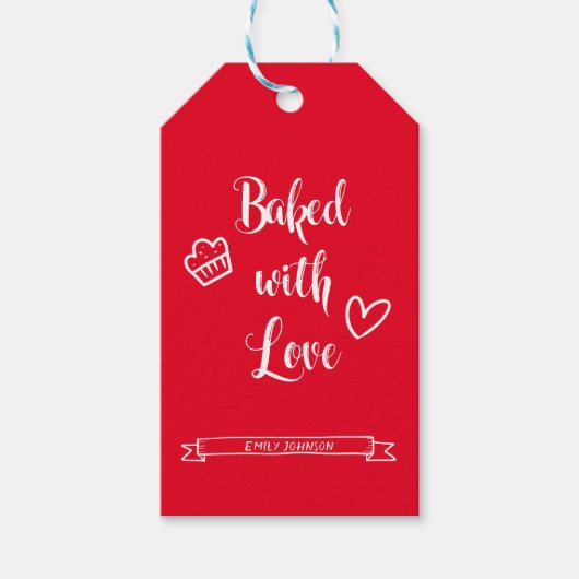 Uitgebreid met de liefdesnaam Rood en Wit Cadeaulabel (Voorkant)