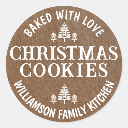 Uitgebreid met kerstcadeautjes Rustisch papier Ronde Sticker (Voorkant)