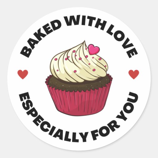 Uitgebreid met liefde, Cupcake Classic Round Stick Ronde Sticker (Voorkant)