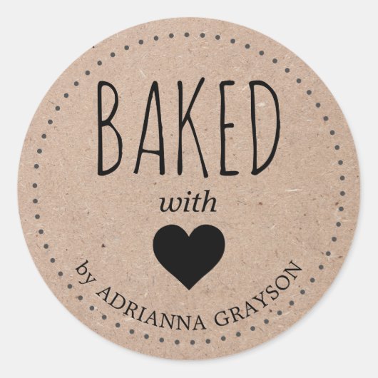 Uitgebreid met Love Kraft Paper Heart Classic Roun Ronde Sticker (Voorkant)