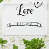 Uitgebreid met speciale liefdesnaam zwart-wit theedoek (Gevouwen)