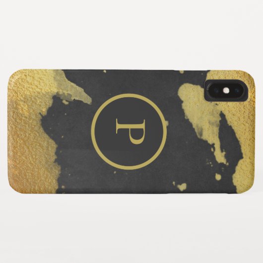 *~* Uitgebreid monogram goud & zwart alkboard Case-Mate iPhone Case (Achterkant (horizontaal))