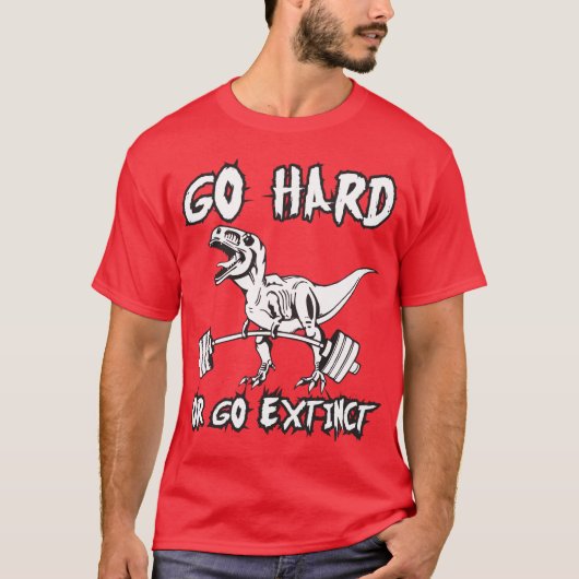 Uitgebreid of hard werken - T-Rex deadlift T-shirt (Voorkant)
