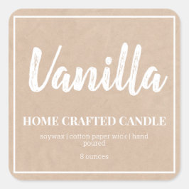 Uitgebreid reustic kraft-kaarsenlabel vierkante sticker