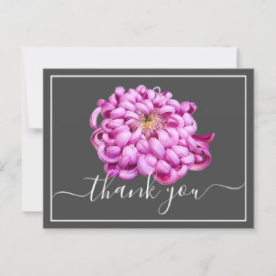 Uitgebreid roze decoratief chrysanthemum Dank u we Briefkaart