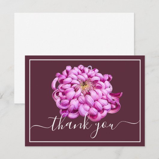 Uitgebreid roze decoratief chrysanthemum Dank u we Briefkaart (Voorkant / Achterkant)