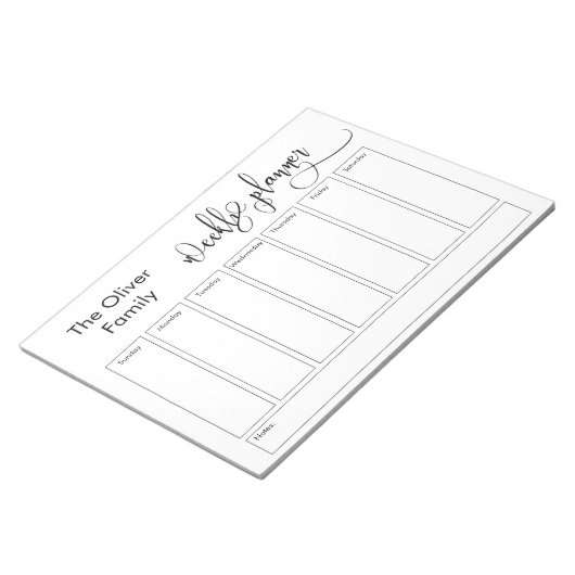 Uitgebreid script Eenvoudige weekplanner, wit Notitieblok (Schuin)