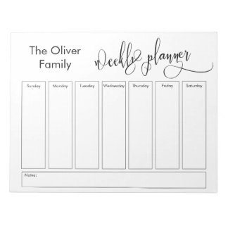 Uitgebreid script Eenvoudige weekplanner, wit Notitieblok