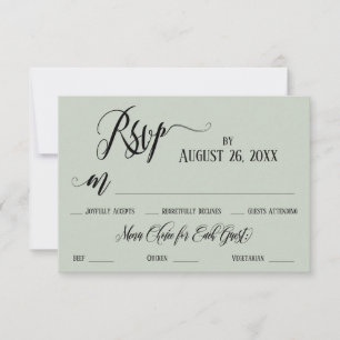 Uitgebreid script met bloemrijke menuopties RSVP kaartje