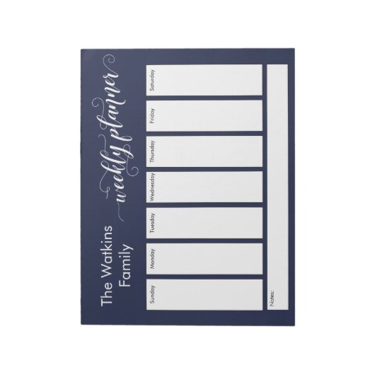 Uitgebreid script Simple Navy Weekly Planner Notitieblok (Linkerzijde)