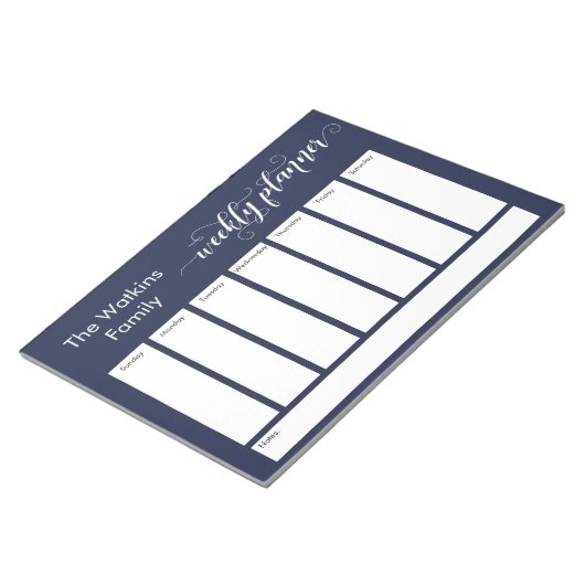 Uitgebreid script Simple Navy Weekly Planner Notitieblok (Schuin)