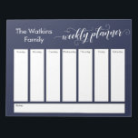 Uitgebreid script Simple Navy Weekly Planner Notitieblok<br><div class="desc">Deze veelzijdige weekplanner is opstelling met zeer basiselementen die allen kunnen worden uitgegeven... behalve de kopbal. De uitdrukking "wekelijkse planner"werd teruggegeven in een uitgewerkte, het draaien kalligrafiedoopvont en is geplaatst, als grafisch, bij de bovenkant van de pagina. Gebruik de velden sjabloon om uw gegevens toe te voegen zoals u dat...</div>