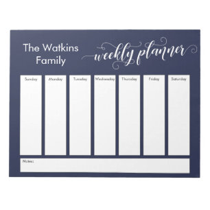Uitgebreid script Simple Navy Weekly Planner Notitieblok