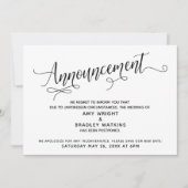 Uitgebreid script uitgestelde bruiloft aankondigin kaart (Voorkant)