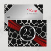 Uitgebreide 25e Zilveren Bruiloft RSVP Kaarten (Voorkant / Achterkant)