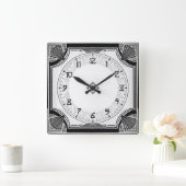 Uitgebreide Art Deco Clock Black en White Version Vierkante Klok (Huis)