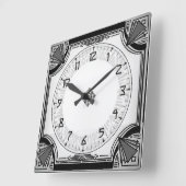 Uitgebreide Art Deco Clock Black en White Version Vierkante Klok (Hoek)