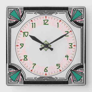 Uitgebreide Art Deco Clock Vivid Colors Versie Vierkante Klok