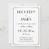 Uitgebreide Art Deco Silver Wedding-uitnodigingen Kaart (Voorkant)