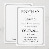 Uitgebreide Art Deco Silver Wedding-uitnodigingen Kaart (Voorkant / Achterkant)