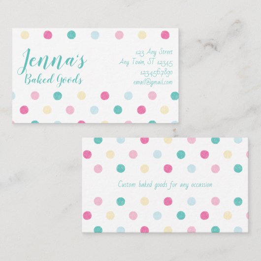 Uitgebreide artikelen met kleurrijk puntenpatroon visitekaartje (Voorkant / Achterkant)