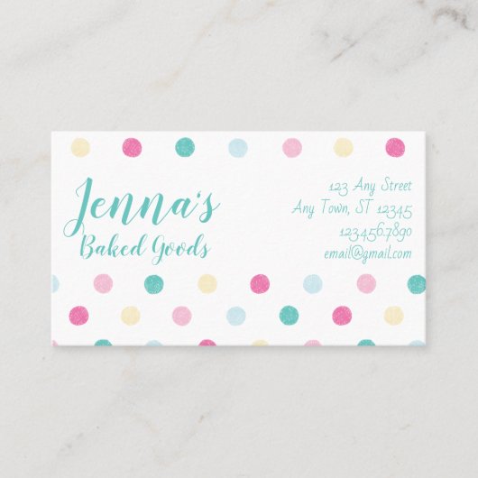 Uitgebreide artikelen met kleurrijk puntenpatroon visitekaartje (Voorkant)