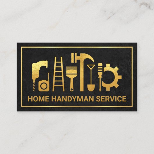 Uitgebreide Black Texture Gold Lijst Building Visitekaartje (Voorkant)