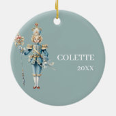 Uitgebreide Blauwe Victoriaanse Kous Kerstmis Keramisch Ornament (Achterkant)