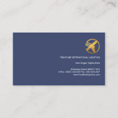 Uitgebreide blauwminimalistische Gold Airplane Log Visitekaartje (Achterkant)