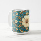 Uitgebreide bloemige Vintage Koffiemok (Voorkant links)