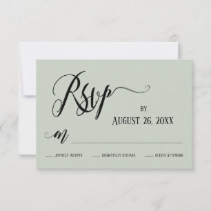 Uitgebreide Bloemrijke Licht Saliegroen RSVP Kaartje