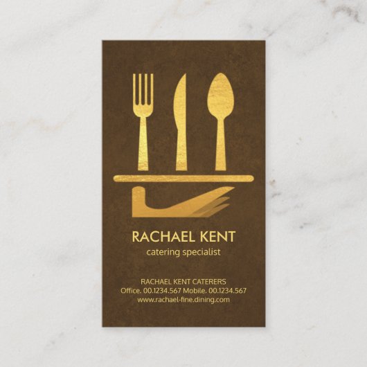 Uitgebreide bruine Gold-serving schijfset Visitekaartje (Voorkant)