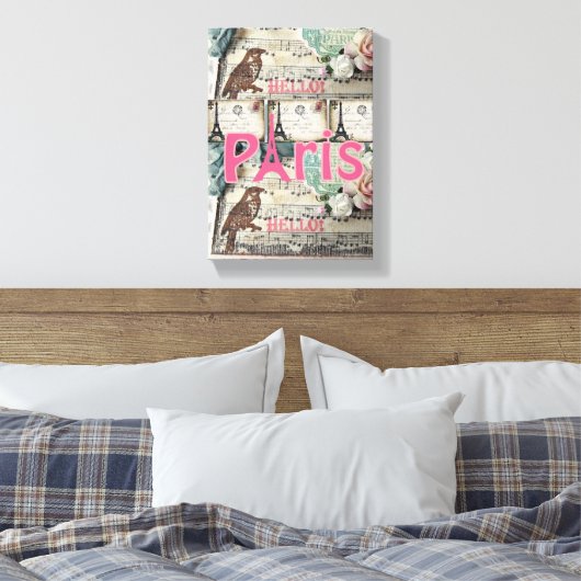 Uitgebreide Canvas Print Paris (Insitu (Slaapkamer))