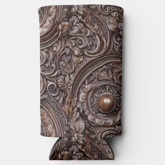 Uitgebreide elegantie gesneden antiek hout seltzer blikjeskoeler (Voorkant)