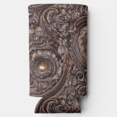 Uitgebreide elegantie gesneden in antiek hout seltzer blikjeskoeler (Achterkant)