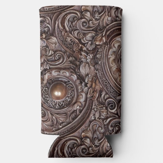 Uitgebreide elegantie gesneden in antiek hout seltzer blikjeskoeler (Achterkant)