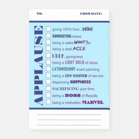 Uitgebreide erkenning van werknemers na de toekenn post-it® notes (Voorkant)