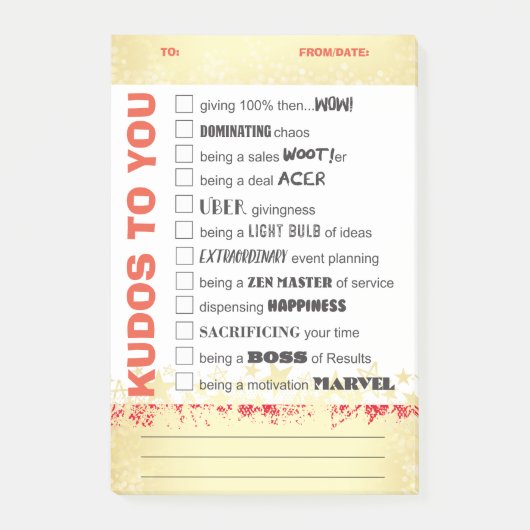 Uitgebreide erkenning van werknemers na de toekenn post-it® notes (Voorkant)