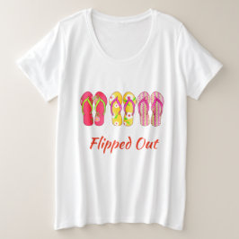 Uitgebreide flip Flop Womens Sum Plus Size t-Shirt
