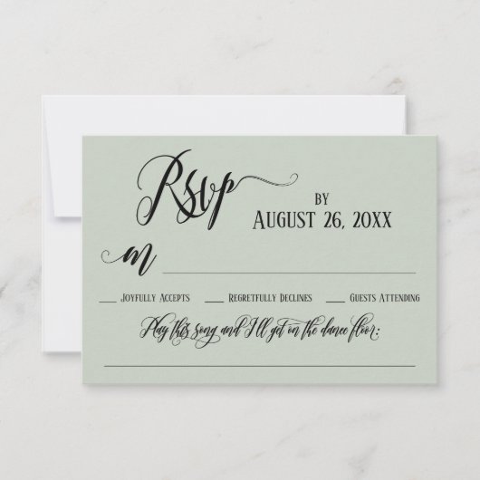 Uitgebreide Flourishes Script Nummerverzoek RSVP Kaartje (Voorkant)