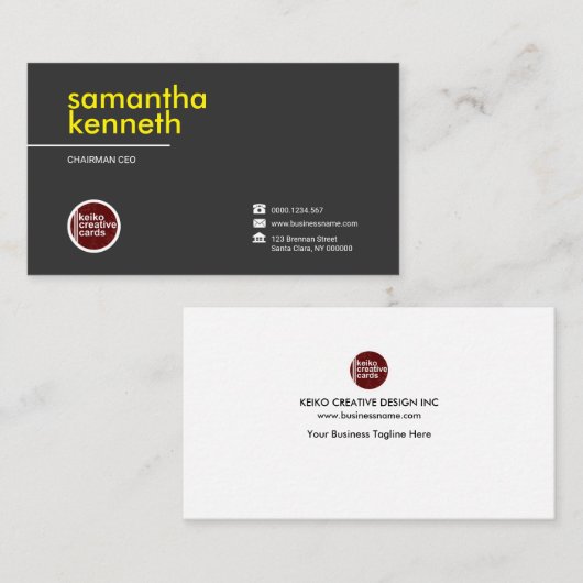 Uitgebreide Gele Oversize Name CEO Visitekaartje (Voorkant / Achterkant)