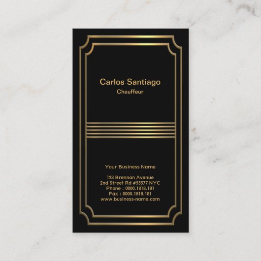 Uitgebreide Gold Afbeelding Lijst Modern Chauffeur Visitekaartje (Voorkant)