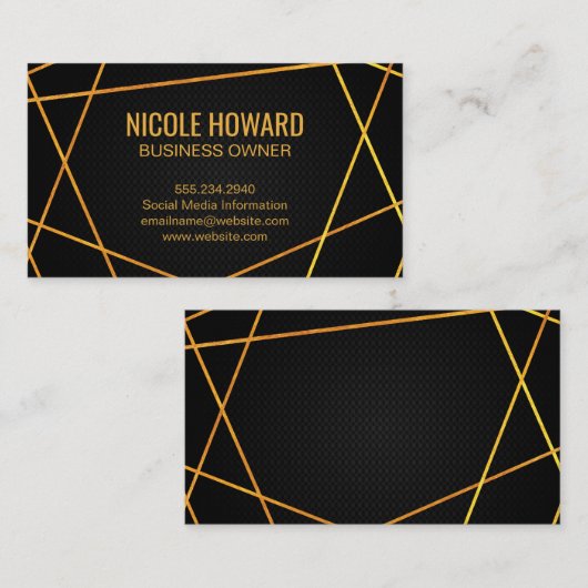 Uitgebreide Gold Lines Slank Black Mesh Visitekaartje (Voorkant / Achterkant)