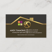 Uitgebreide Gold Rooftop Motif Handyman Constructi Visitekaartje (Voorkant)