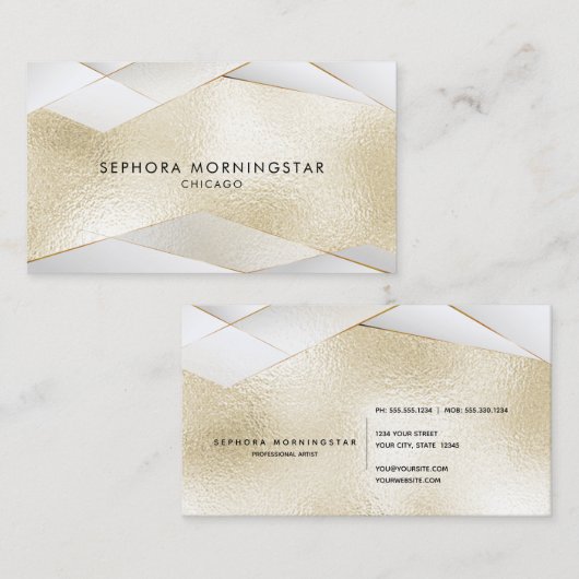 Uitgebreide gouden facetten op Light Gold White Visitekaartje (Voorkant / Achterkant)