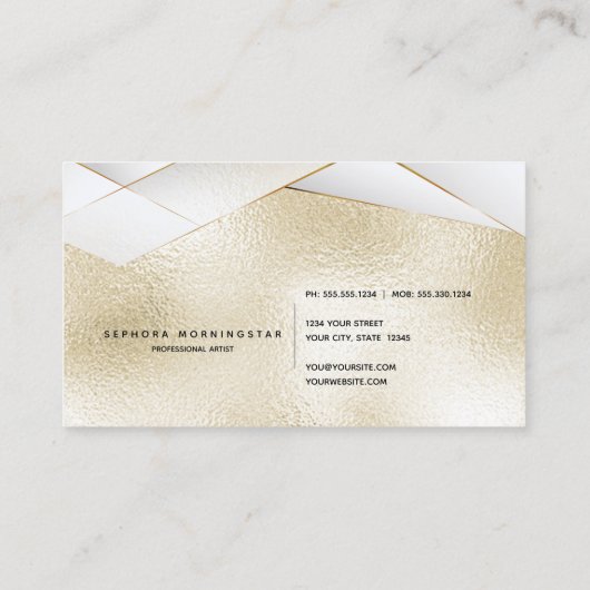 Uitgebreide gouden facetten op Light Gold White Visitekaartje (Achterkant)