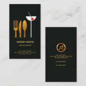Uitgebreide goudmijn Martini Glass Caterer Visitekaartje (Voorkant / Achterkant)