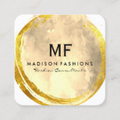 Uitgebreide goudpenseelWaterverf met monogram Vierkante Visitekaartje (Voorkant)