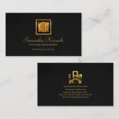 Uitgebreide grijze Grunge Gold Utensils Visitekaartje (Voorkant / Achterkant)